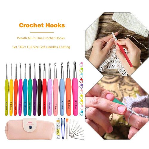 Crochet Hooks Kits with Storage Bag Soft Handle Crochet Need