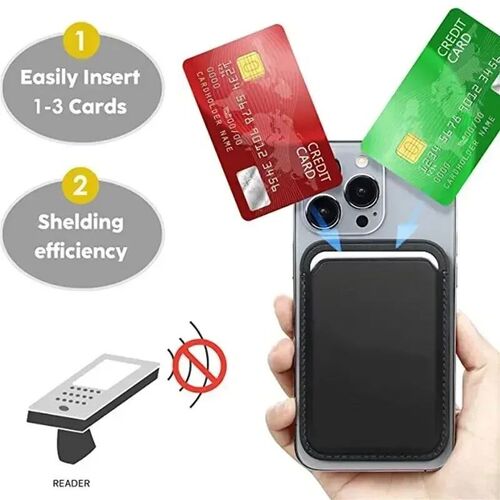 Magnetic Leather Wallet Card Holder Macsafe Phone Stand for