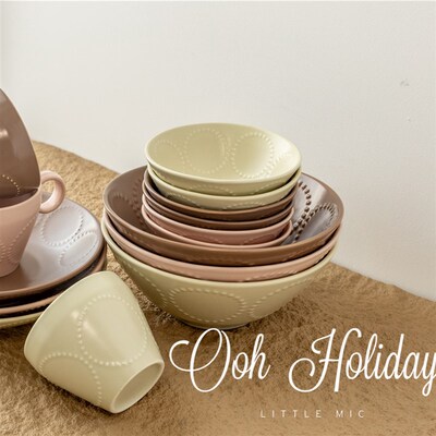 Japanese style tableware relief retro ceramic plate mug