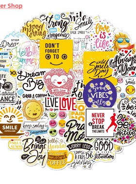50pieces of English inspirational letter waterproof stickers