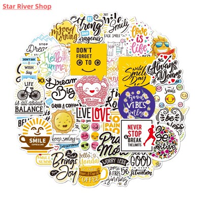 50pieces of English inspirational letter waterproof stickers