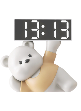 奶油风时钟闹钟客厅电视柜摆件桌面摆放钟表台式装饰品创意电子钟