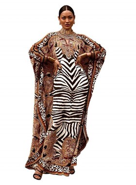 New Middle East positioning print dress large loose robe dr