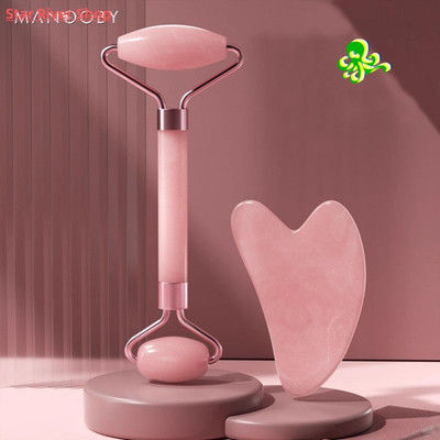 Pink Gua Sha Roller Massager Rose Resin Scraping Facial Skin
