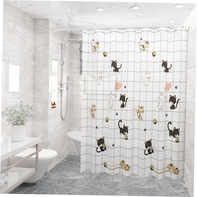 The bathroom shower curtain checkered PEVA Environmental