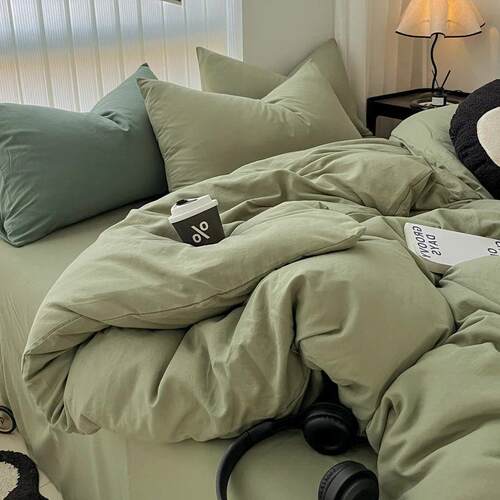 Minimalist Home Solid Color Bedding Set 3Pcs, 1 Duvet Cover,
