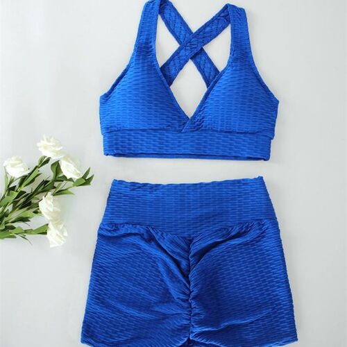 Anti Cellulit 3 Piece Set Women Gym Sets Crop Top And Fitnes