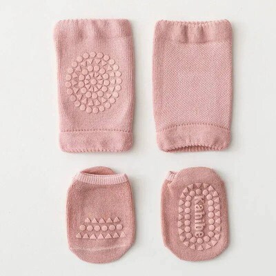 2Pcs/Set Baby Knee Pads+Socks Solid Anti-Slip Kids Crawling