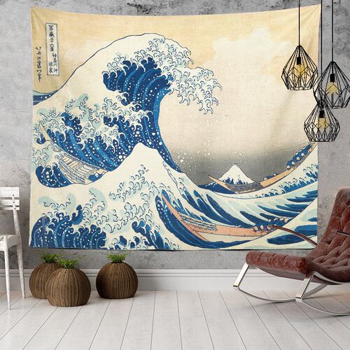 Japanese Kanagawa Big Wave Tapestry Psychedelic Tapestry Tee