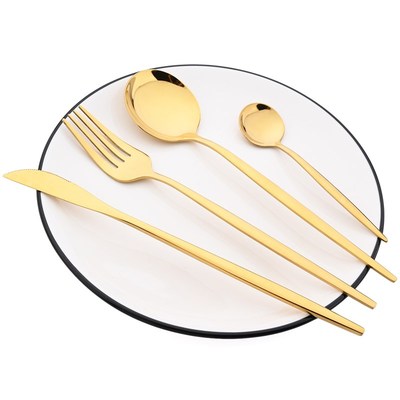 24pcs Gold Dinnerware Set Stainless Steel Cutlery Set Mirror