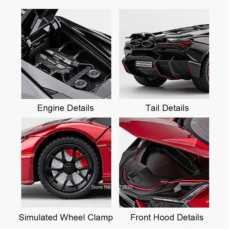 1:24 Lambor Revuelto Miniature Alloy Diecast Car Models Toys - 实物图