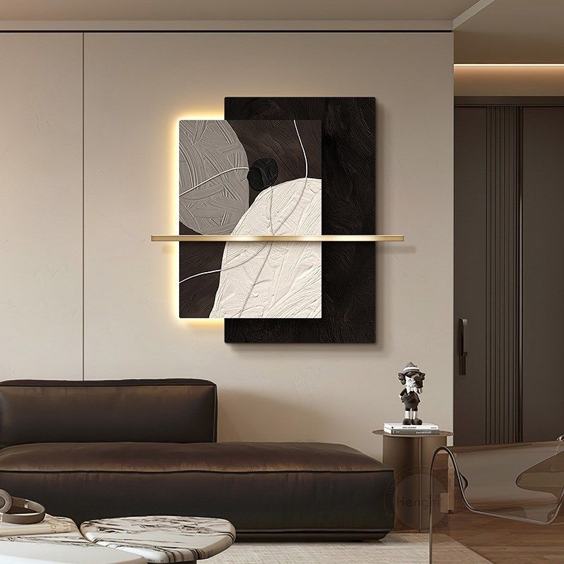3D立体客厅装饰画极简黑白高级感沙发背景墙挂画壁灯画抽象肌理画,家居饰品,现代装饰画,淘宝优惠券,粉丝福利购,淘宝优惠卷