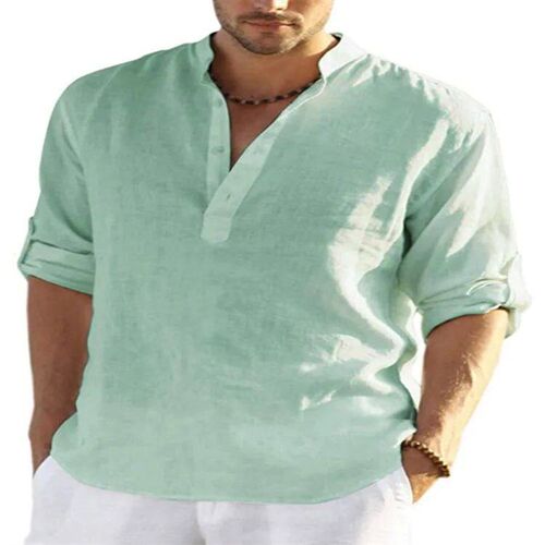 High quality mens spring/summer new long sleeved cotton lin