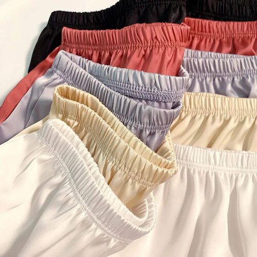 Women Ice Silk Summer Safety Pants Loose Casual Elastic Wais