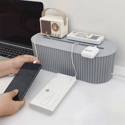 1pc Cable Storage Box With Lid For Office, High Capacity Cor