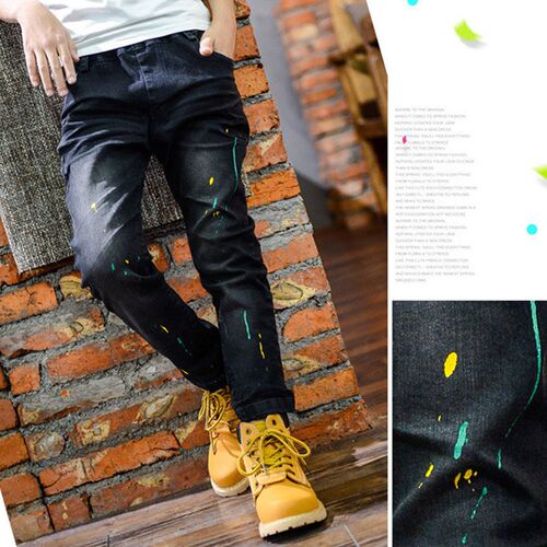IENENS 5-13Y Boys Clothes Slim Straight Jeans Classic Bottom