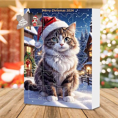 Advent Calendar 2024 Christmas Tree Cat Pendant 24 Days Chri