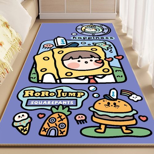 地毯床边毯卧室儿童房卡通可爱家用地毯床前满铺阅读区地垫防滑垫