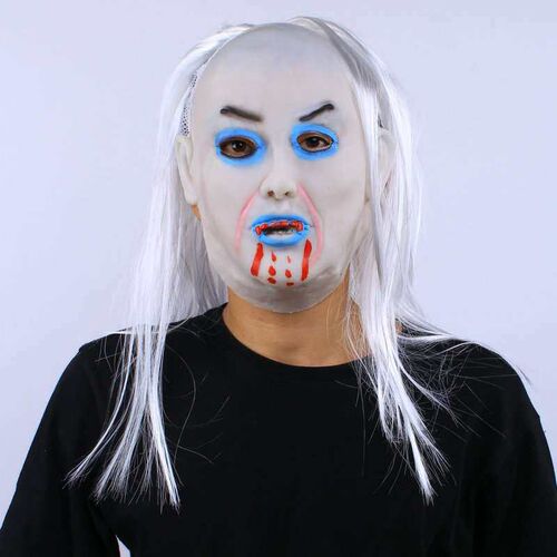 Mask horror mask Ghost mask White haired witch mask Spooky G