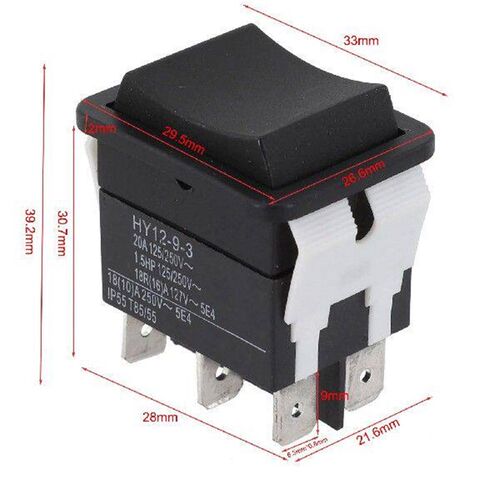 6 Pins Switch Color: Black Pushbutton Switch Voltage Rating