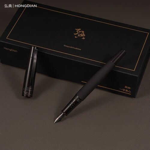 LT Hongdian 6013 Black Metal Fountain Pen Titanium Black Men