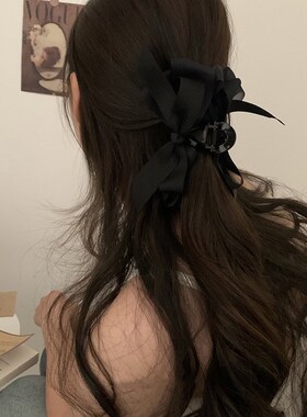 Black Bowtie MultiLayered Hair Clip Versatile BackofHead Hai