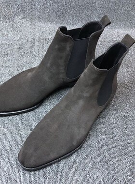 Chelsea Mens Boots Elastic Midcalf Suede Boots 4009 Imitatio