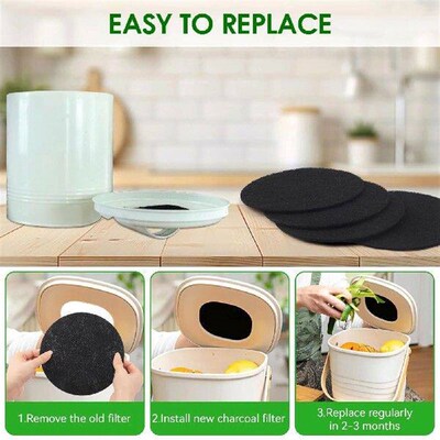 6PCS Trash Can Charcoal Filter Easy to Replace Activated