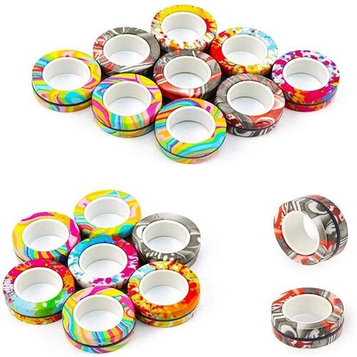 3PCS Fingertip Magnetic Rings Colorful Relief Fidget Toys Se