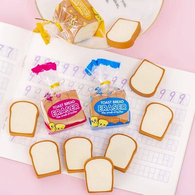 Wholesale Creative Toast Shape Cute Eraser Student Stationer