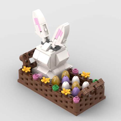 MOC Easter Day Rabbit Animals Creative Bunny Chick Eggs Mode