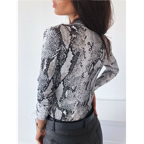 Womens Snake Skin Printed Shirts Ladies Kimono Tops Blouse