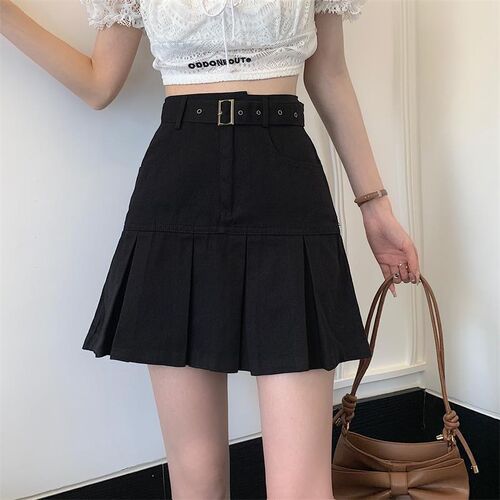 Summer New Large Size High Waist Slimming Pleated Denim A- L