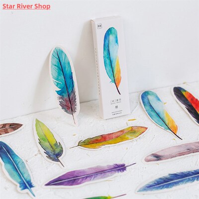 30pcs/pack Feather Shape Box Set Bookmark Stationery Paper R