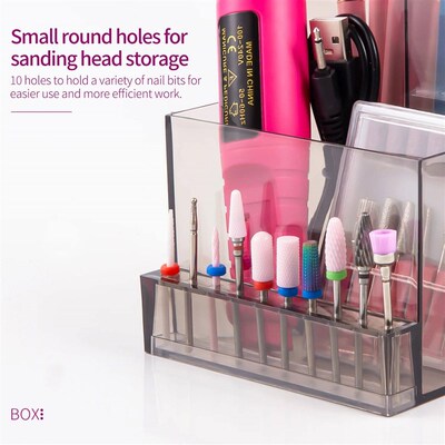 Translucent Nail Drill Machine Organizer Nail Products Suppl