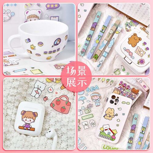 100 Hand Account Sticker Set Transparent Cartoon Waterproof