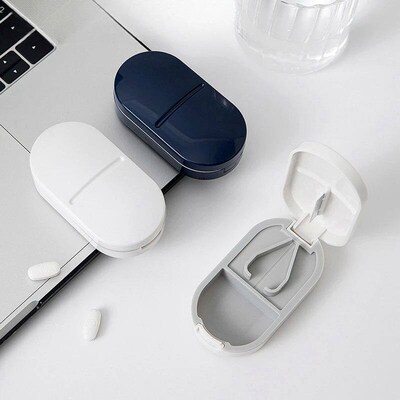 2024 New 1PC Pill Cutter Box Portable Drug Box Tablet Cutter