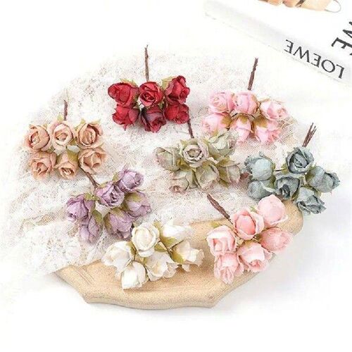 Retro Artificial Rose Flower Real Touch Mini Bouquet