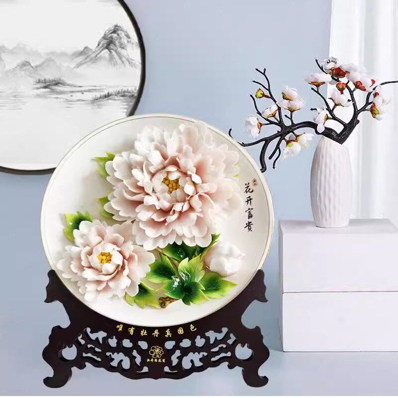 洛阳牡丹瓷赵粉中秋节教师节父亲节商务礼品陶瓷摆件桌面工艺品,家居饰品,桌面摆件,淘宝优惠券,粉丝福利购,淘宝优惠卷