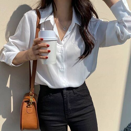 Women Shirt Classic Chiffon Blouse S-4XL Plus Size Loose Lon