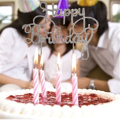 Crystal Rhinestone Party Decor Birthday Cake Topper for
