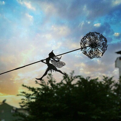 Garden Decorative Stake Fairies And Dandelions Dance Togethe