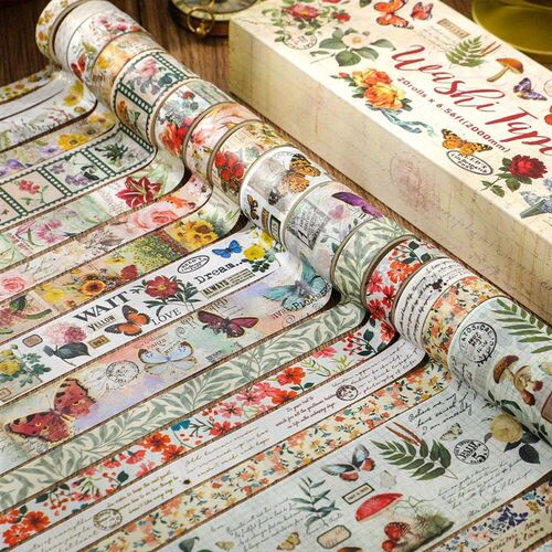 20 rolls Vintage Washi Tape Set Butterfly Flower Plant Maski