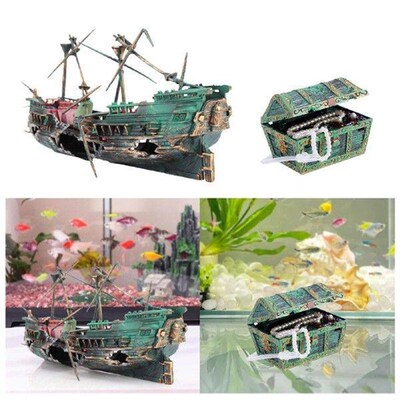 Fish Tank Decoration Aquarium Shipwreck Decoration for