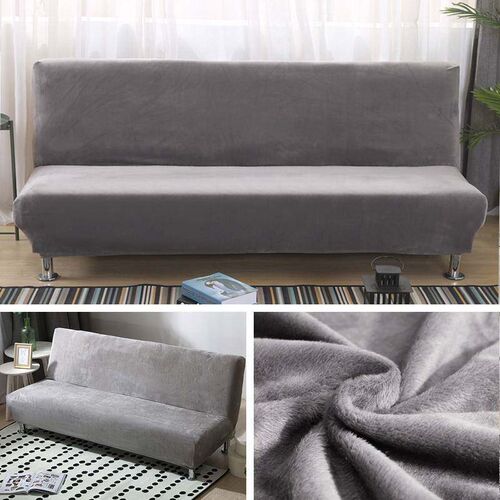 Plush Fabric Fold Armless Sofa Bed ver Folding Seat Slipver