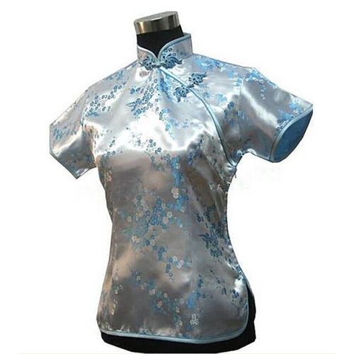 Stylish Pink Traditional Chinese Silk Satin Blouse Women Sum