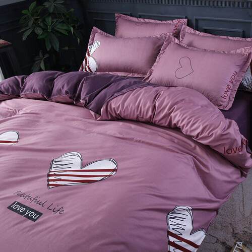 Bed sheets set quilt duvet cover bedding 印花被套四件式床组
