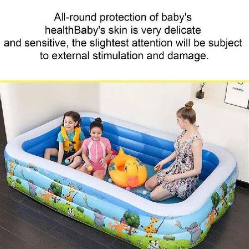 Kids Inflatable Pool Foldable Square Blow up Pool Cute Blow