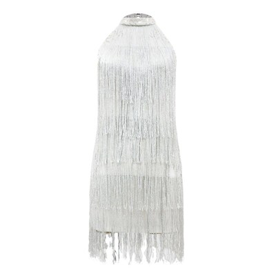 Women Salsa Latin Dance Dress Sequin Tassel Dresses Hanging