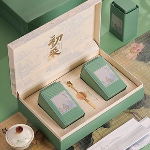 绿茶铁罐空盒子高档 空盒半斤一斤装 202新款 明前龙井茶叶礼盒装